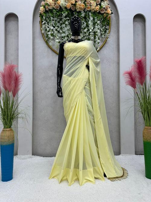 Buy Trendy Yellow Saree Online in India