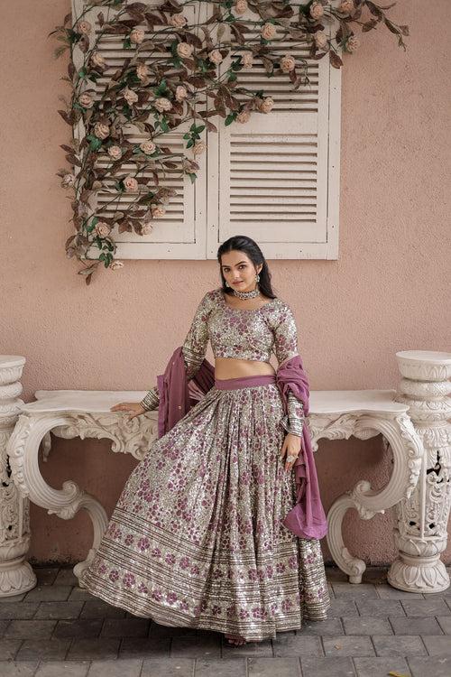 Onion Color Faux Georgette Beautiful Lehenga Design