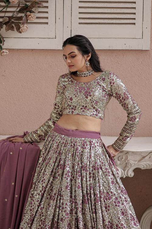 Onion Color Faux Georgette Beautiful Lehenga Design