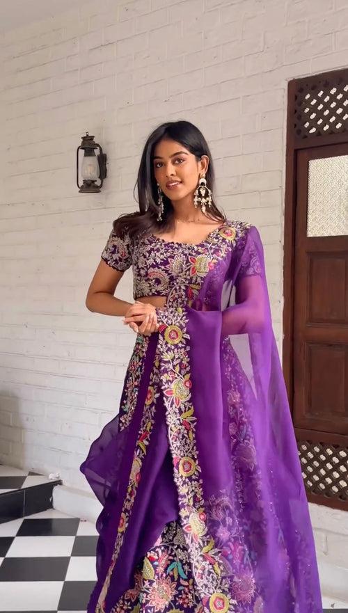 Buy Indian Designer Purple Lehenga Choli Online