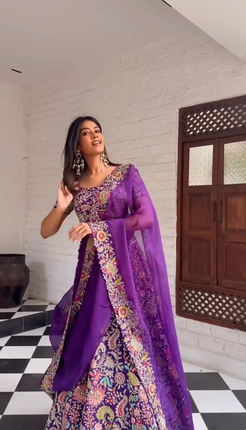 Buy Indian Designer Purple Lehenga Choli Online