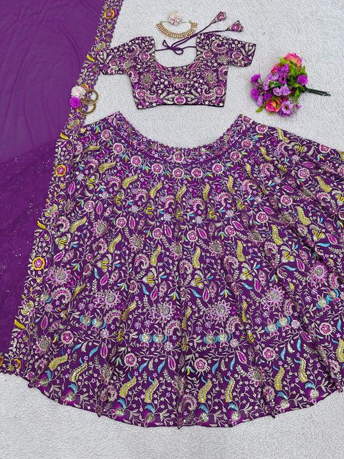 Buy Indian Designer Purple Lehenga Choli Online