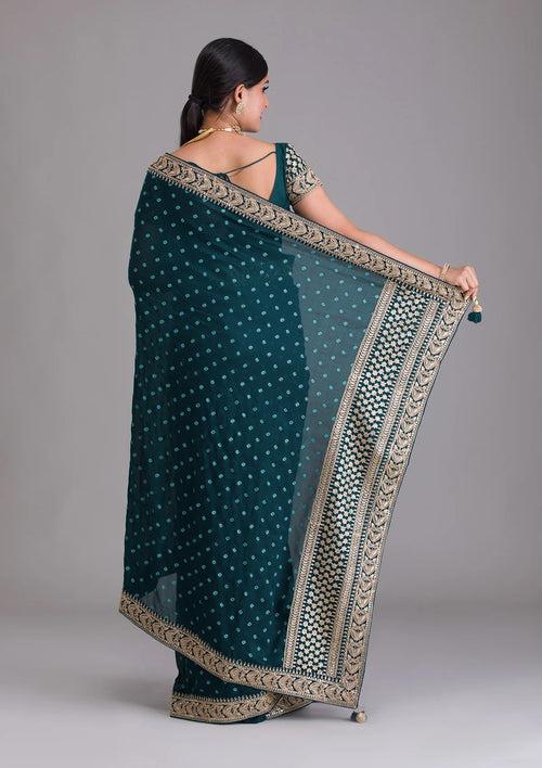 Petrol blue soft silk saree - JOSHINDIA