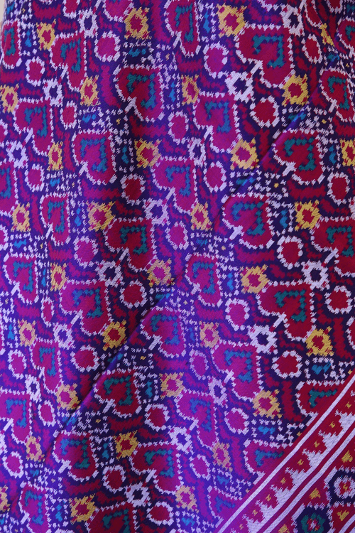 semi double ikat dupatta in Red and purple colour with fancy design