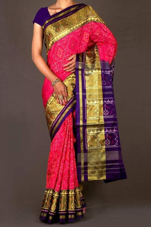 Pink and Blue PanchandaPatola Saree