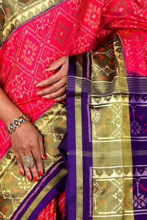 Pink and Blue PanchandaPatola Saree