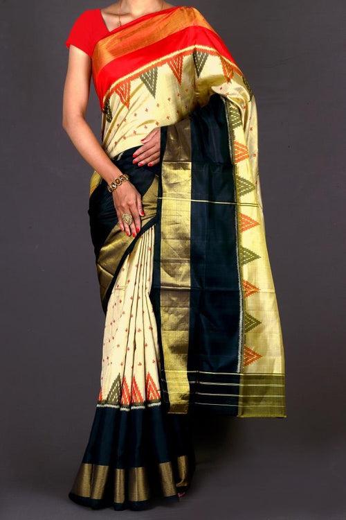 Tri colour stripe Patola Saree