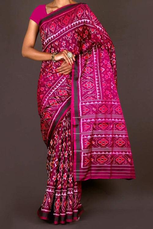 Purple Double ikat style Patola Saree