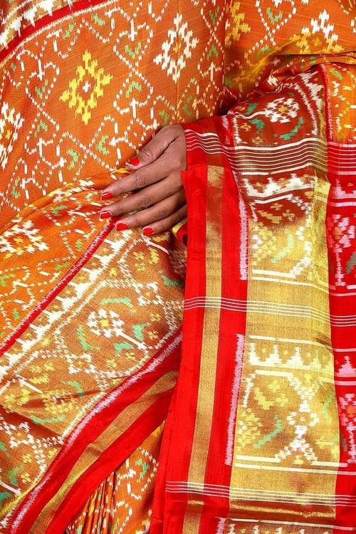 Yellow and Red Patola Saree