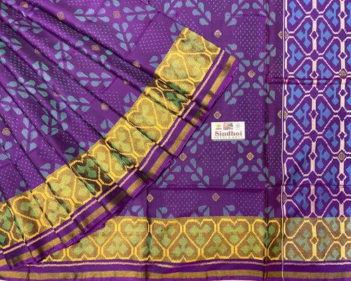 Zari butta weave Purple patola Saree