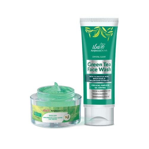 Iba Advanced Activs Green Tea Face Wash +  Crystal Clear Acne Fighting Gel Combo