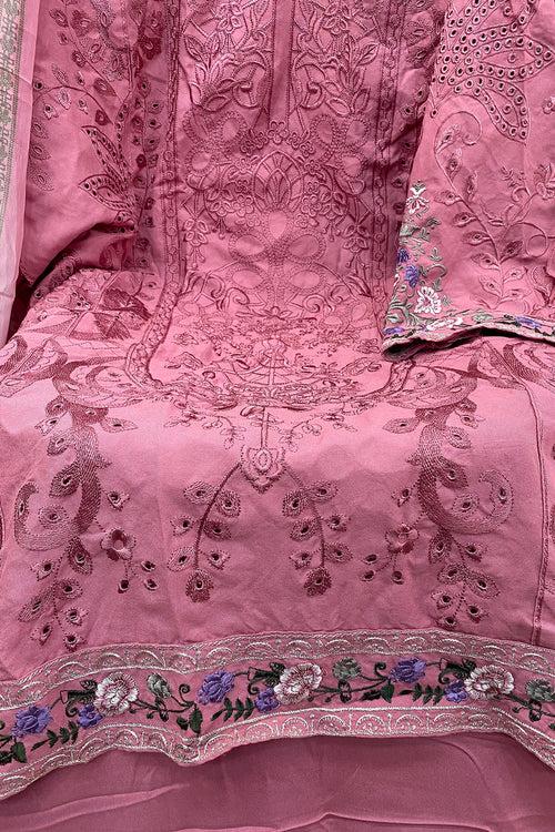 Baby Pink Heavy Rayon Pakistani Salwar Kameez With Beautiful Chiffon Digital Printed Dupatta
