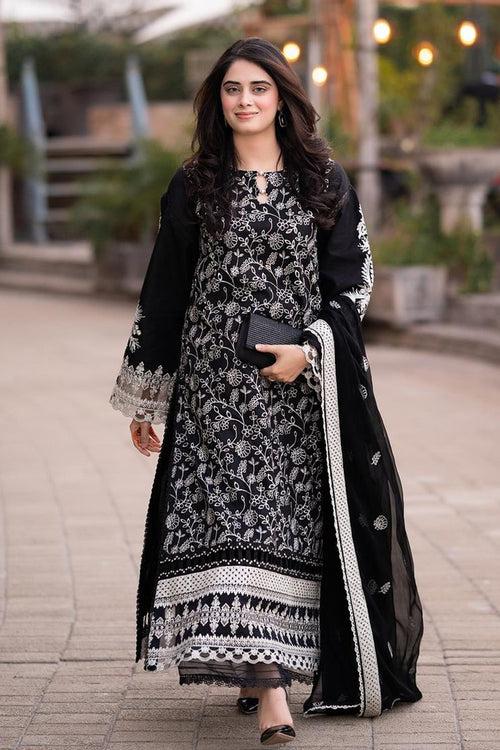 Black & White Rayon Pakistani Salwar Kameez With Beautiful Attractive Dupatta Work