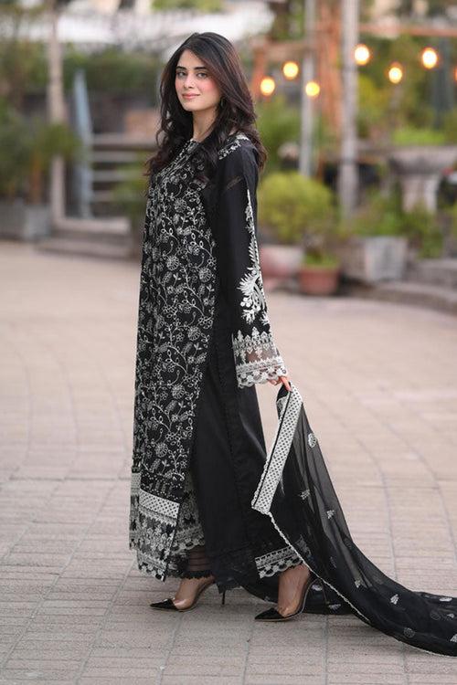 Black & White Rayon Pakistani Salwar Kameez With Beautiful Attractive Dupatta Work