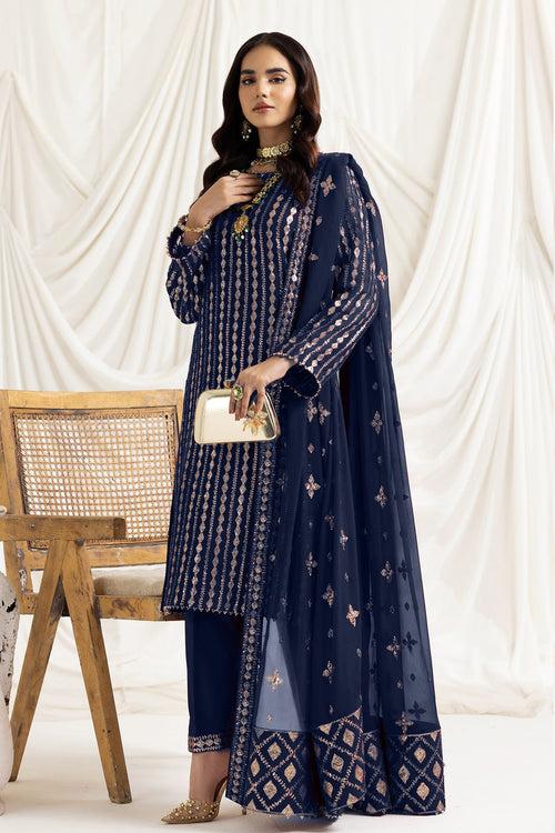 Blue Full Embroidered Georgette Pakistani Salwar Kameez With Beautiful Dupatta Work