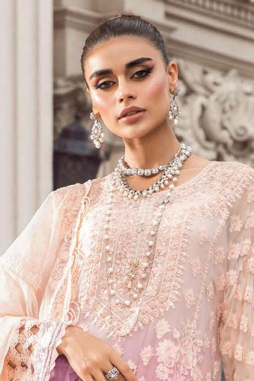 Double Shaded Bridal Wear Sharara Peach Pakistani Salwar Kameez With Heavy Work Dupatta