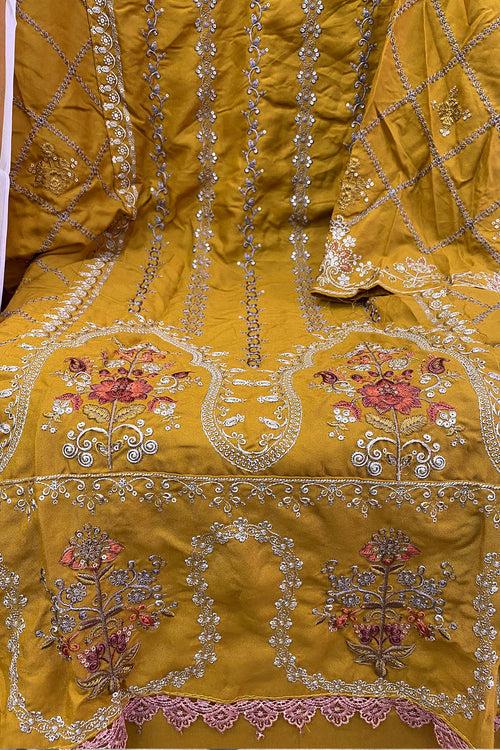 Hoortex Wedding Wear Yellow Color Pakistani Salwar Kameez With Chiffon Digital Printed Dupatta
