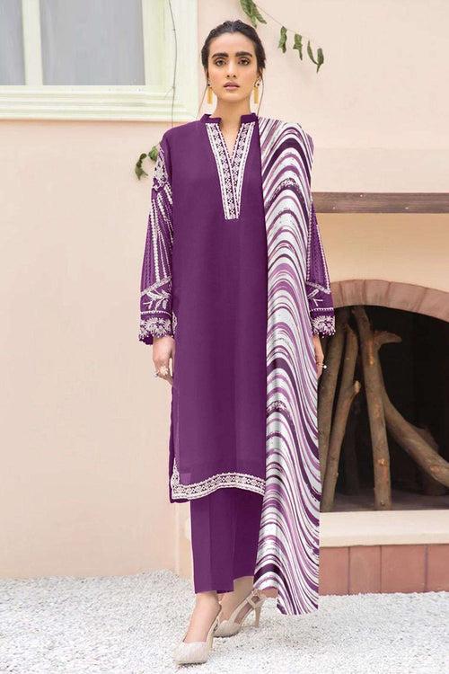 Latest Tunic Style Pakistani Salwar Kameez Wine Color With Chiffon Digital Printed Dupatta