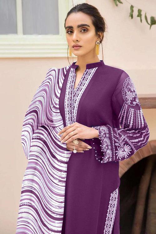 Latest Tunic Style Pakistani Salwar Kameez Wine Color With Chiffon Digital Printed Dupatta