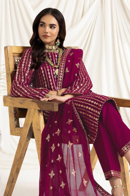 Magenta Full Embroidered Georgette Pakistani Salwar Kameez With Beautiful Dupatta Work