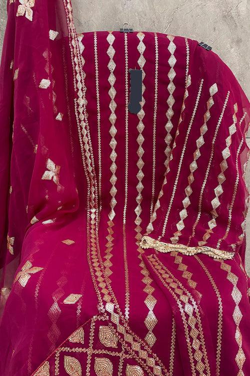 Magenta Full Embroidered Georgette Pakistani Salwar Kameez With Beautiful Dupatta Work
