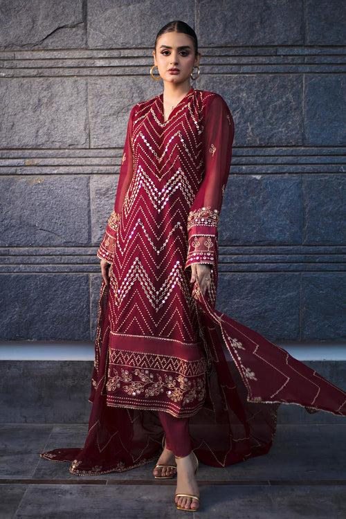 Maroon Georgette Mirror Work Pakistani Salwar Kameez With Heavy Work Dupatta