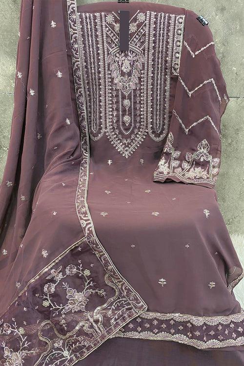 New Collection Pakistani Salwar Kameez Mint Lavender With Heavy Flower Embroidery Dupatta