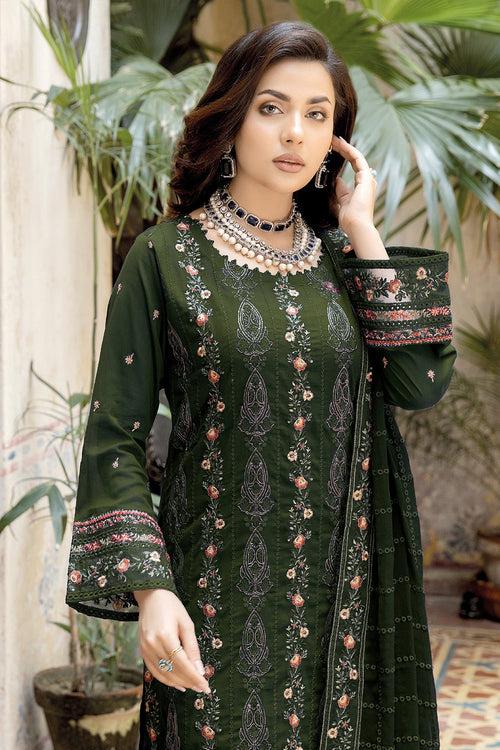 Olive Green Straight Cut Pakistani Salwar Kameez With Massive Georgette Dupatta