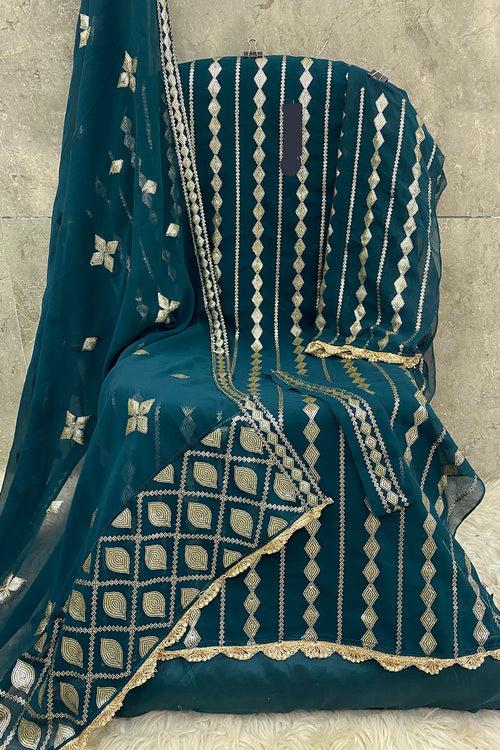 Rama Full Embroidered Georgette Pakistani Salwar Kameez With Beautiful Dupatta Work