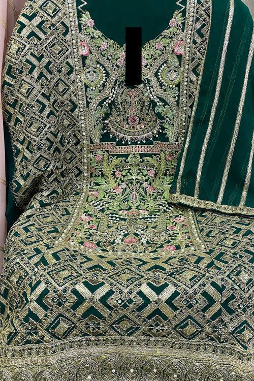Rama Mirror Work Full Embroidered Pakistani Salwar Kameez With Attractive Contrast Dupatta