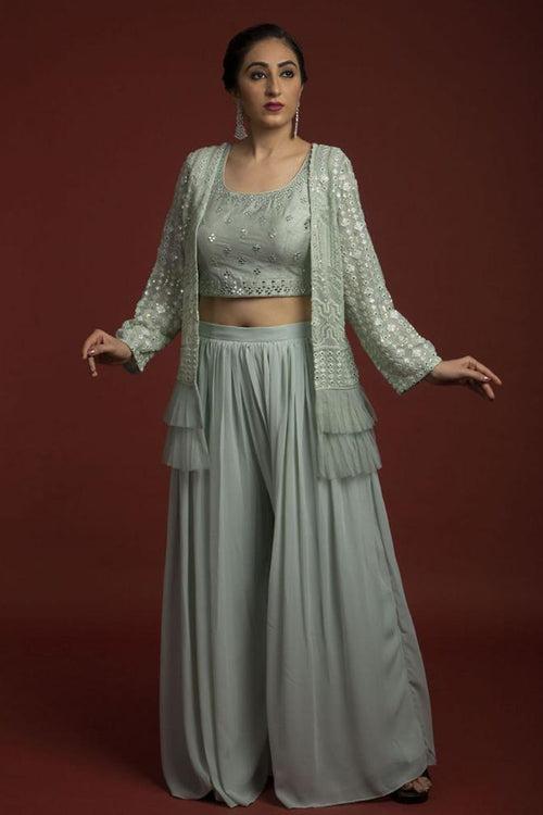 Teal Sky Blue Color Salwar Suit