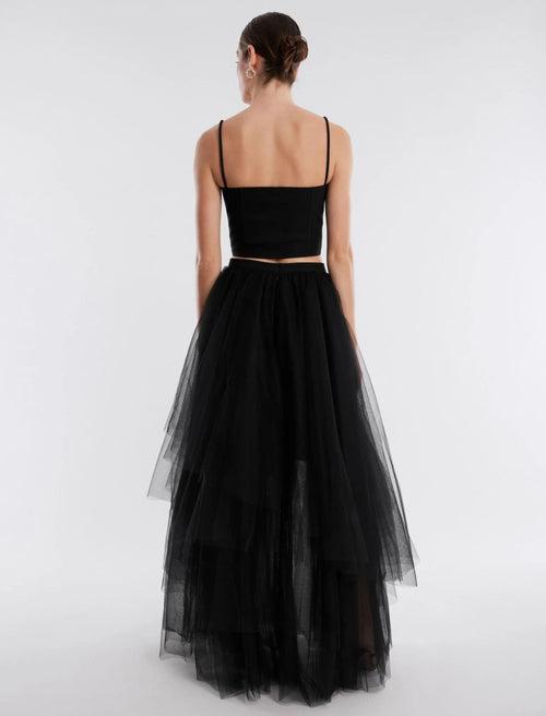 Sexy Ruffled Tulle Skirt & Zipper Bustier Co ord Set