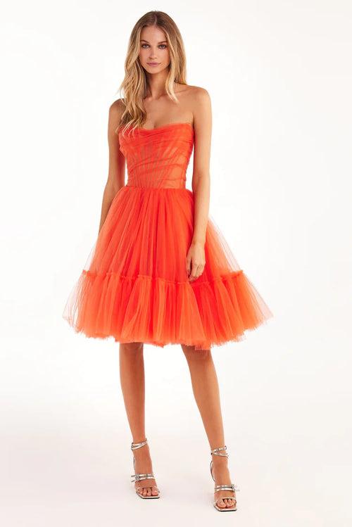 Candy Orange Corset Style Dress