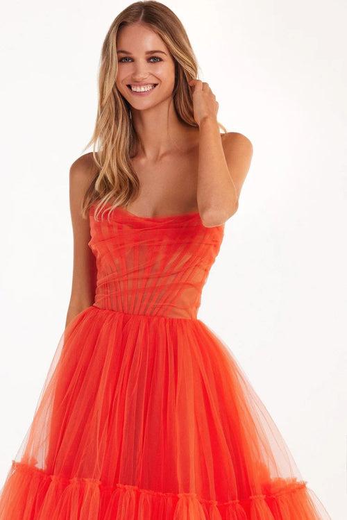 Candy Orange Corset Style Dress