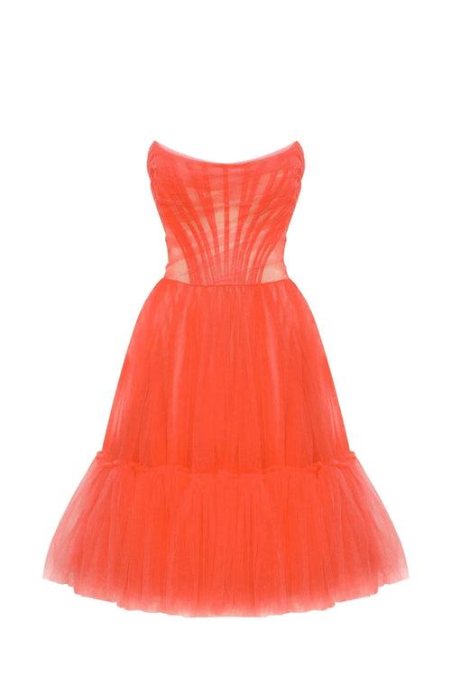 Candy Orange Corset Style Dress