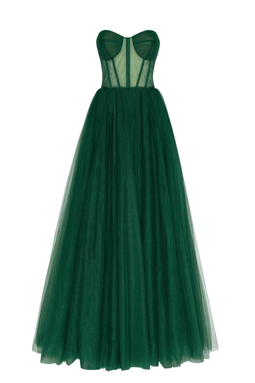 Emerald Green Tulle Corset Dress