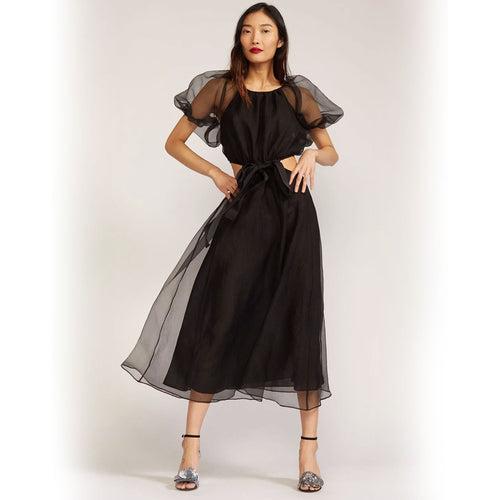 Stunning Side Cut Organza Dress – Black