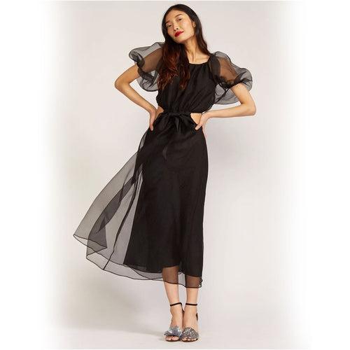 Stunning Side Cut Organza Dress – Black