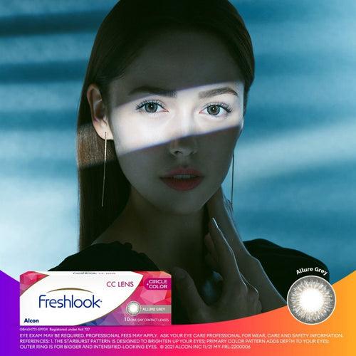 Freshlook Circle Color Allure Gray - Daily Disposable Color Contact Lenses One-Day CC Lenses From Alcon (10 Lens/Box)