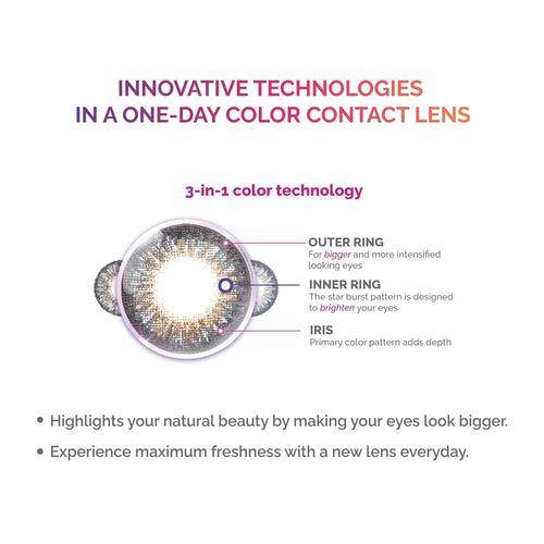 Freshlook Circle Color Allure Gray - Daily Disposable Color Contact Lenses One-Day CC Lenses From Alcon (10 Lens/Box)