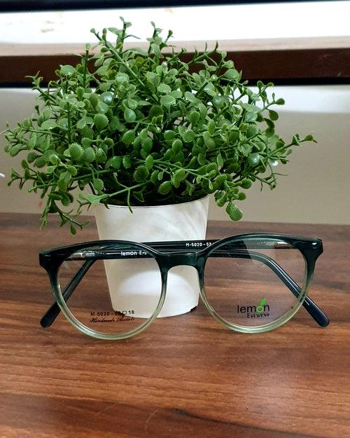 Round Eyeglasses Spectacle M-5020 with Power ANTI-GLARE-Reflective Glasses Gradual Green VS-011