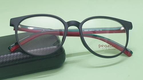 Pegasus Round Eyeglasses Spectacle 8263 with Power ANTI-GLARE-Reflective Glasses Black PE-034