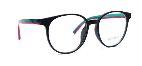 Pegasus Round Eyeglasses Spectacle 8263 with Power ANTI-GLARE-Reflective Glasses Black PE-034