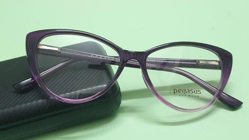 Pegasus CatEye Eyeglasses Spectacle LH2129 with Power ANTI-GLARE-Reflective Glasses Gradual Purple PE-013