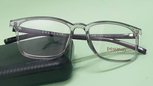 Pegasus Trendy Eyeglasses Spectacle 8256 with Power ANTI-GLARE-Reflective Glasses Grey Transparent PE-031