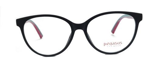 Pegasus Round Eyeglasses Spectacle 8265 with Power ANTI-GLARE-Reflective Glasses Matte Black PE-049