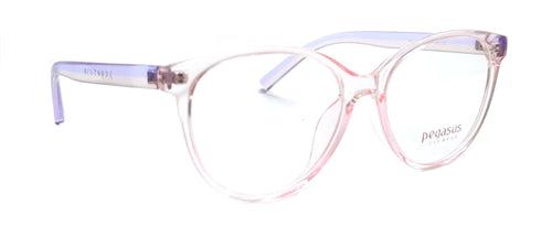 Pegasus Round Eyeglasses Spectacle 8265 with Power ANTI-GLARE-Reflective Glasses Pink Transparent PE-050