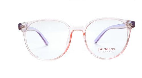 Pegasus Round Eyeglasses Spectacle 8263 with Power ANTI-GLARE-Reflective Glasses Light Pink Transparent PE-036