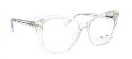 Pegasus Cateye Eyeglasses Spectacle LH3004 with Power ANTI-GLARE-Reflective Glasses White Transparent PE-002