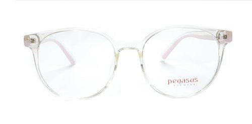 Pegasus Round Eyeglasses Spectacle 8263 with Power ANTI-GLARE-Reflective Glasses White Transparent  PE-033